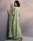 Pista Green Soft Raspberry Silk with Sequin Embroidery Work Saree