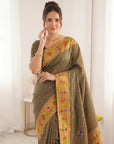 Black Premium Soft Brocade Tissue Paithani Silk Saree