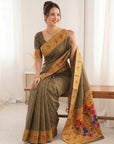 Black Premium Soft Brocade Tissue Paithani Silk Saree