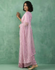 Pink Soft Chanda Silk with Floral Jaal Embroidery Work Designer Saree