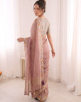Pink Premium Tissue Banarasi Saree with Floral Embroidery Work Saree