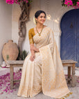 Yelllow Premium Soft Matka Cotton with Jamdani Concept Saree