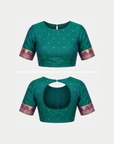 Peacock Blue Soft Ikkat Silk Zari Woven Saree with Rudraksham Concept Saree
