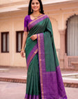 Peacock Blue Soft Ikkat Pochampally Patola Silk Zari Woven Saree