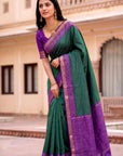 Peacock Blue Soft Ikkat Pochampally Patola Silk Zari Woven Saree