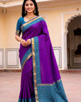 Purple Soft Ikkat Pochampally Patola Silk Zari Woven Saree