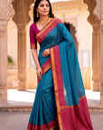Blue Soft Ikkat Pochampally Patola Silk Zari Woven Saree