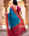 Blue Soft Ikkat Pochampally Patola Silk Zari Woven Saree
