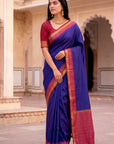 Violet Soft Ikkat Pochampally Patola Silk Zari Woven Saree