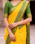 Yellow Soft Ikkat Pochampally Patola Silk Zari Woven Saree
