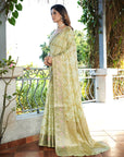 Pista Green Organza Silk with Bandhani Weaves Saree