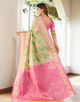 Pista Green Organza Silk with Contrast Patola Pattern Saree