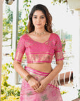 Light Pink Organza Silk with Contrast Patola Pattern Saree