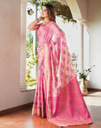 Light Pink Organza Silk with Contrast Patola Pattern Saree