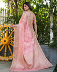 Light Pink Organza Silk with Bandhani Weaves Saree