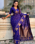 Violet Soft Silk with Elephant Pattern Saree