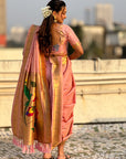 Light Pink Nauvari Pathani Silk Zari Woven Muniya Border Saree