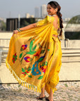 Yellow Nauvari Pathani Silk Zari Woven Muniya Border Saree