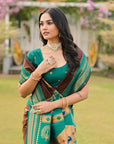 Coffee Soft Ikkal Silk Zari Woven Kolam Pattern Saree with Paithani Pallu