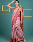Baby Pink Premium Soft Gadwal Silk Zari Woven Saree