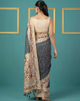 Black Tussar Silk Saree with Bandhani Pattern Saree