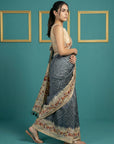 Black Tussar Silk Saree with Bandhani Pattern Saree
