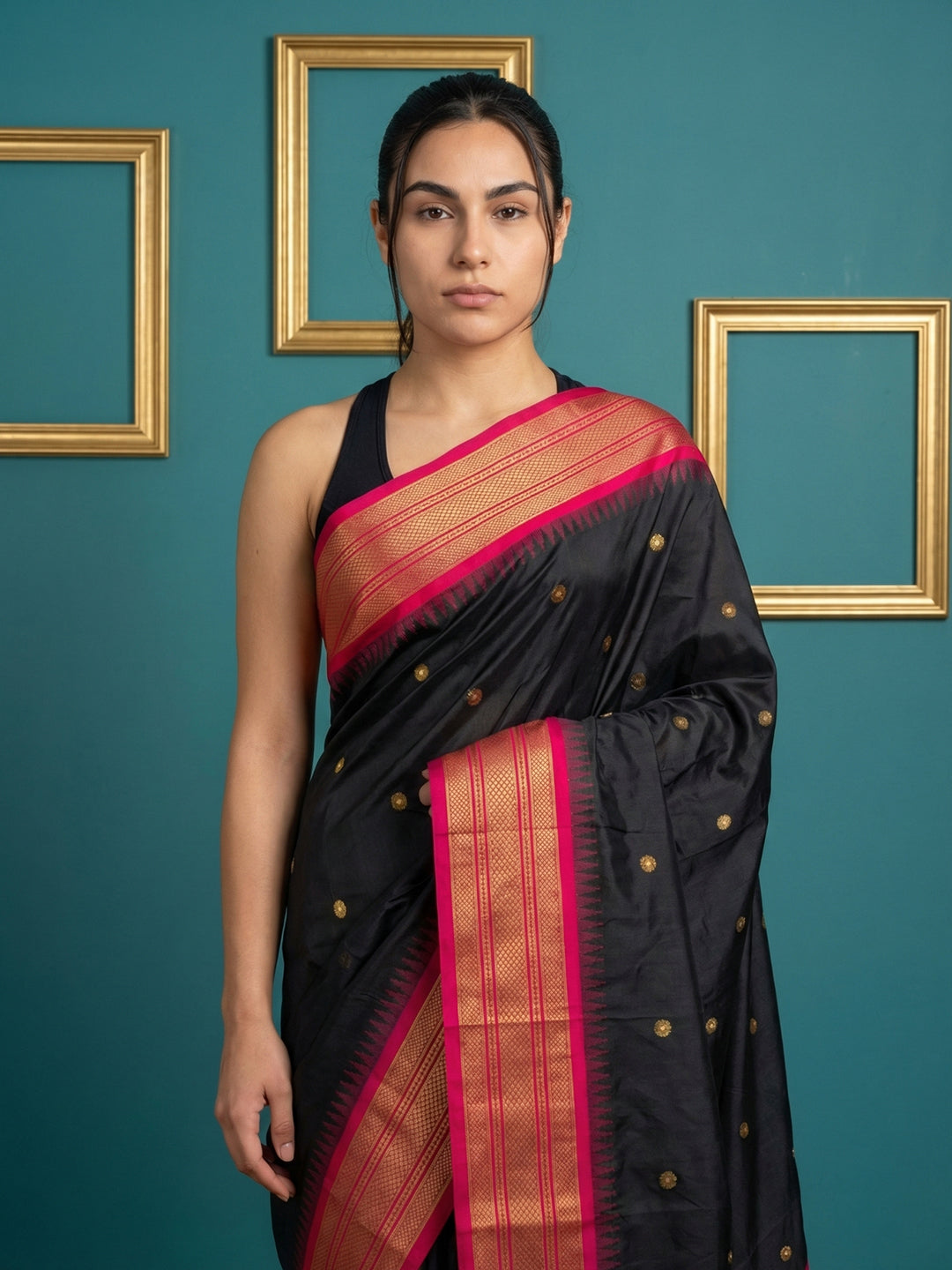 Black Premium Soft Gadwal Silk Zari Woven Saree