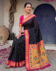 Black Premium Traditional Maharani Paithani Silk Saree