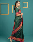 Bottle Green Premium Soft Gadwal Silk Zari Woven Saree