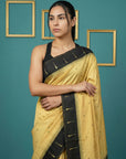 Cream & Black Handloom Traditional Yeola Paithani Silk Saree
