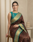 Coffee Soft Paithani Silk Zari Woven Saree with Peacock Pallu