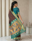 Coffee Soft Paithani Silk Zari Woven Saree with Peacock Pallu