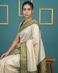 Cream Premium Soft Gadwal Silk Zari Woven Saree