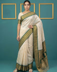 Cream Premium Soft Gadwal Silk Zari Woven Saree