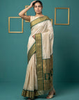 Cream Premium Soft Gadwal Silk Zari Woven Saree