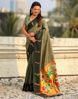 Pista Green Soft Silk Zari Woven Parrot Border Saree