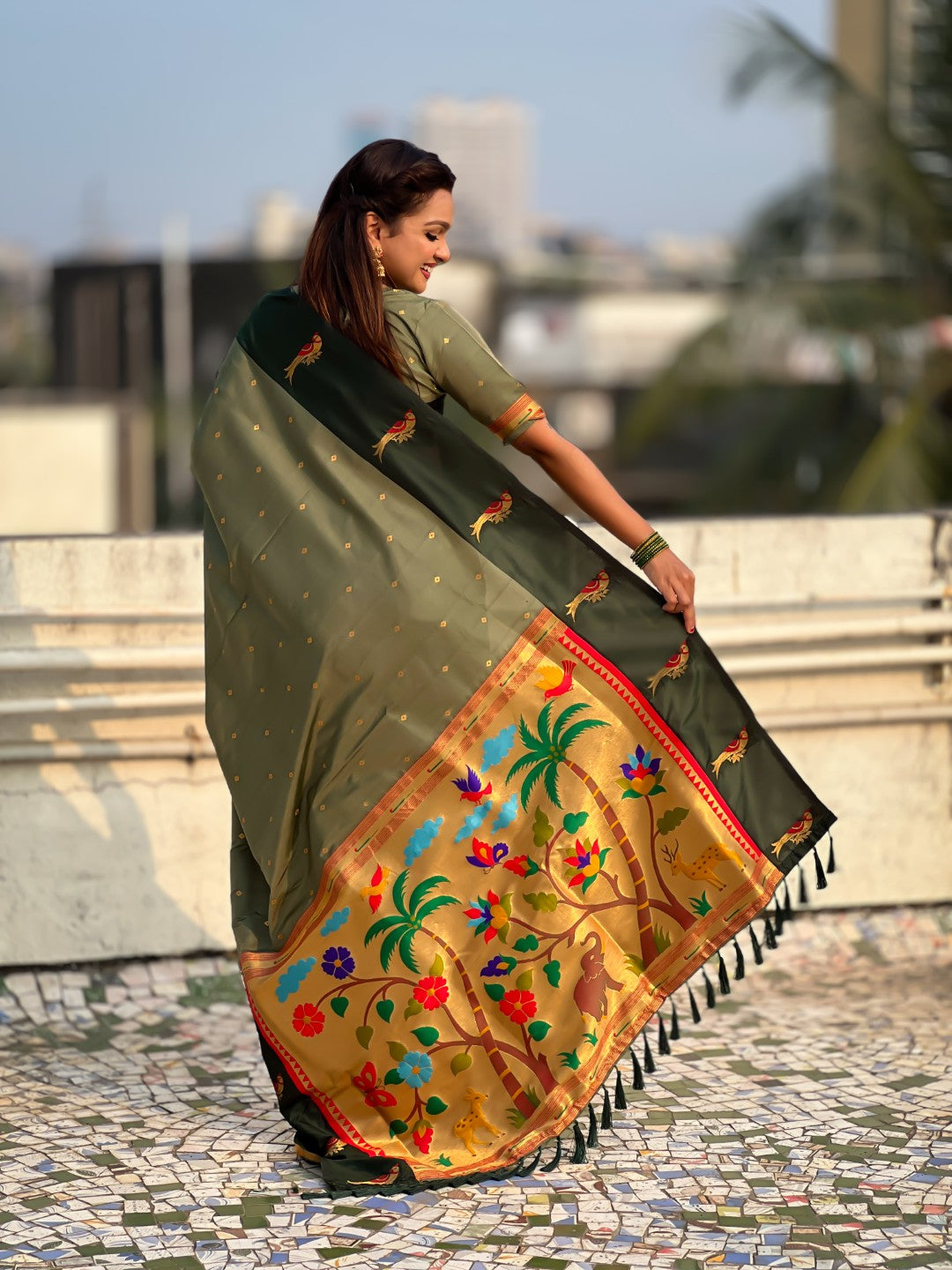 Pista Green Soft Silk Zari Woven Parrot Border Saree