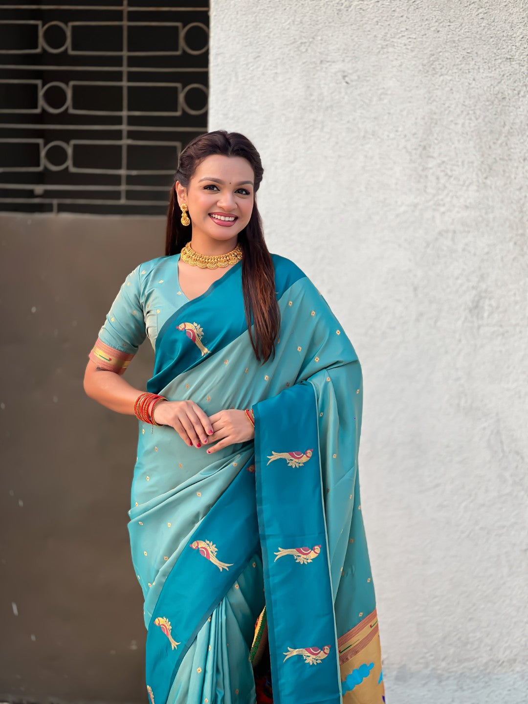 Sky Blue Soft Silk Zari Woven Parrot Border Saree