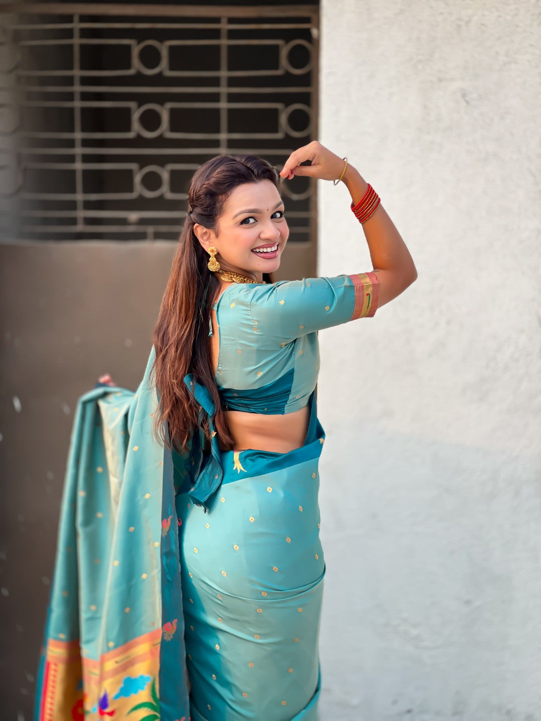 Sky Blue Soft Silk Zari Woven Parrot Border Saree