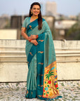Sky Blue Soft Silk Zari Woven Parrot Border Saree