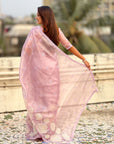 Lavender Soft Oris Silk with Patch Embroidery Work Designer Saree