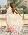 White Soft Oris Silk with Patch Embroidery Work Designer Saree