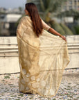 Yellow Soft Oris Silk with Patch Embroidery Work Designer Saree