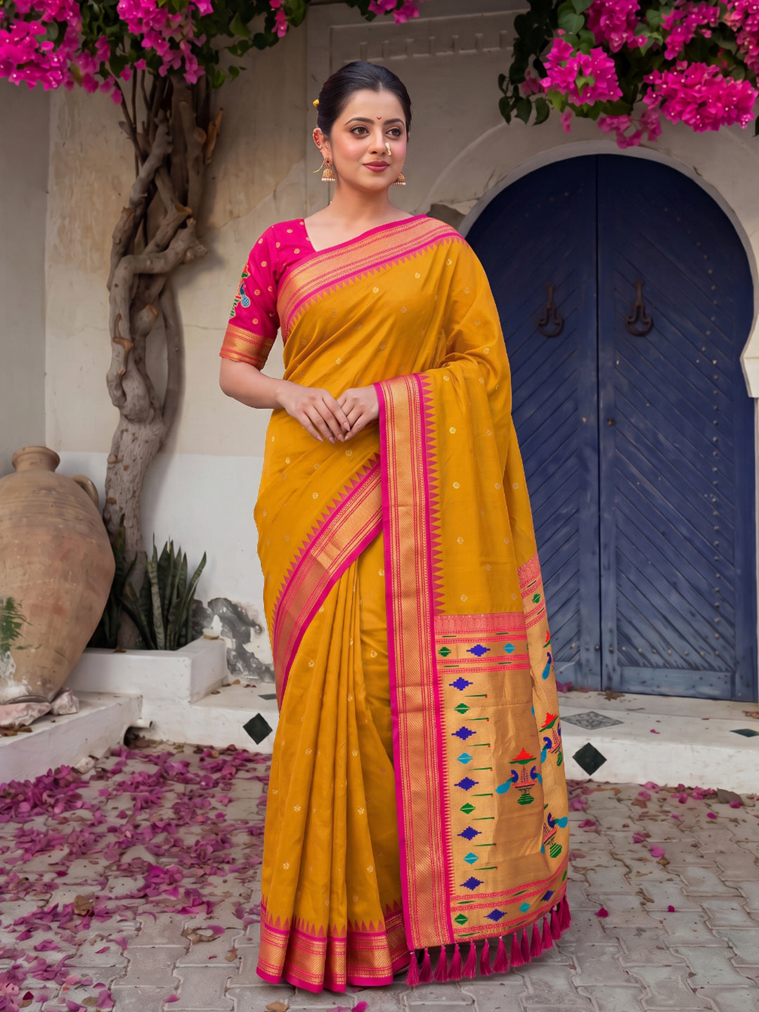 Gold Premium Traditional Maharani Paithani Silk Saree