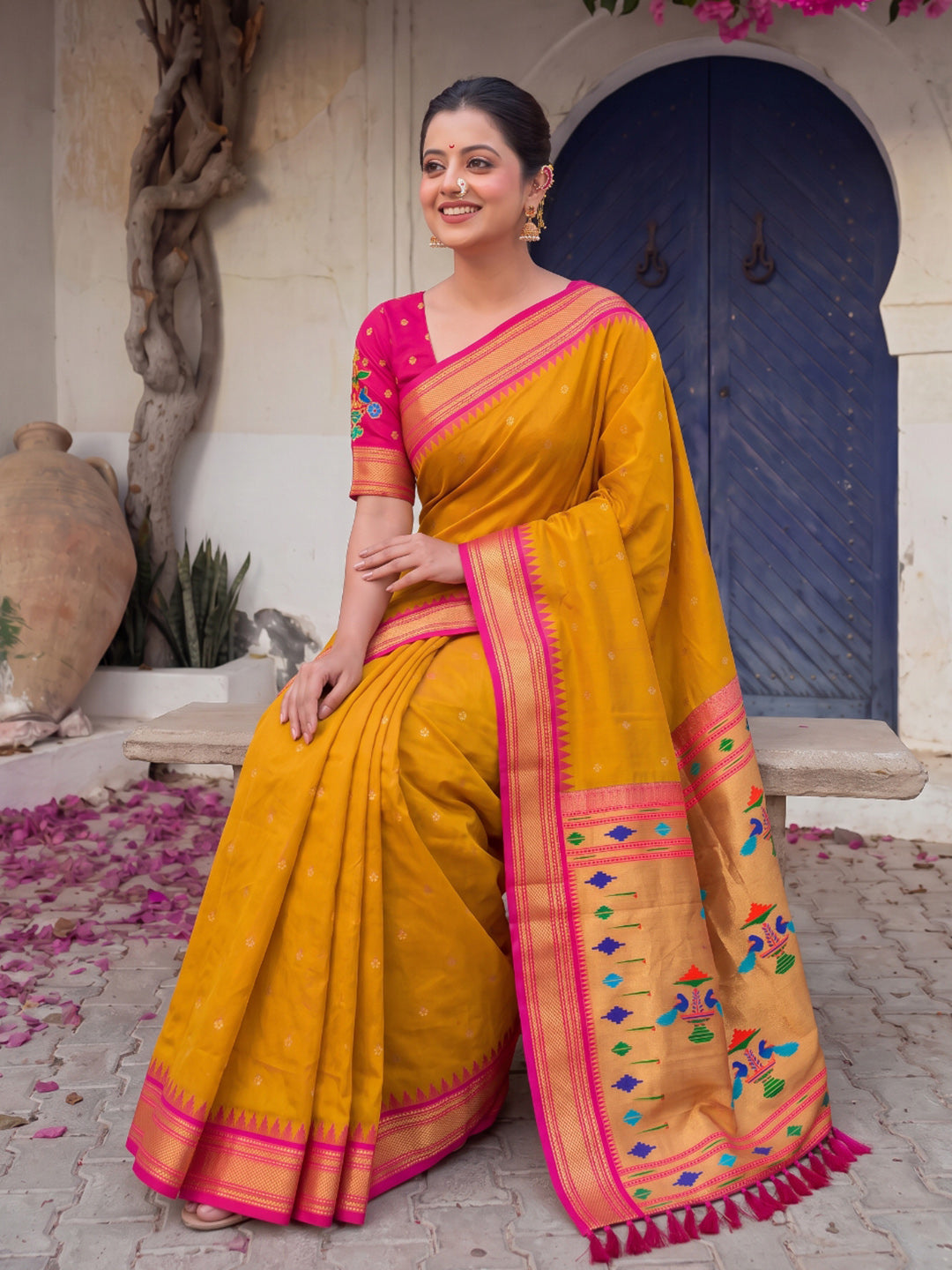 Gold Premium Traditional Maharani Paithani Silk Saree