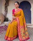 Gold Premium Traditional Maharani Paithani Silk Saree