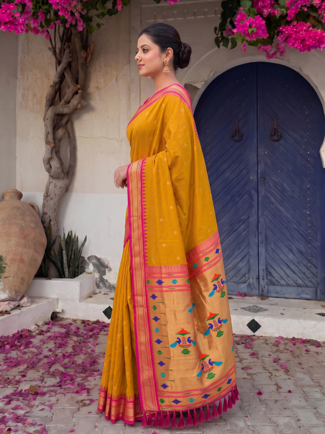 Gold Premium Traditional Maharani Paithani Silk Saree