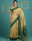 Cream & Green Handloom Traditional Yeola Paithani Silk Saree