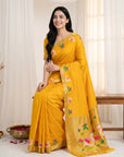 Gold Soft Paithani Silk Saree with Swan Concept Saree