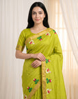 Mehendi Green Soft Paithani Silk Saree with Swan Concept Saree
